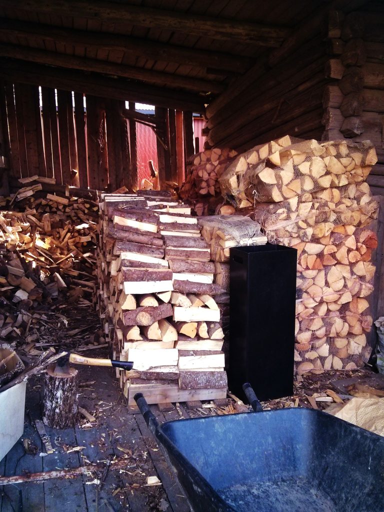 In order to clear out the firewood in the shed, you needed to stack logs neatly into log bags